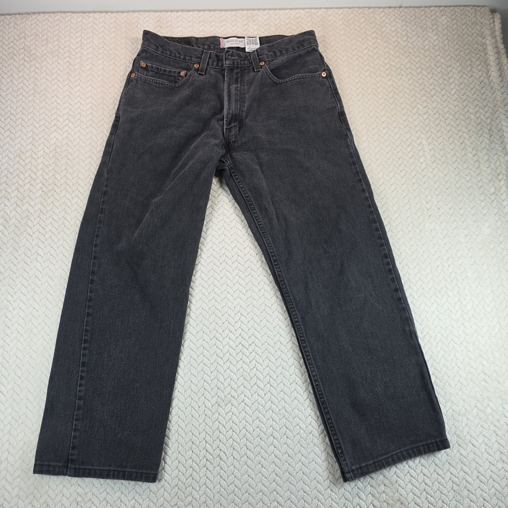 Levis 505 Regular Fit Jeans Mens 32x26 Faded Black Vintage 2002 Y2K Cotton Denim